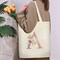 Initial Canvas Tote Bag with Zipper Pockets,Personalized Totes for Women Bridesmaids Teacher,Cosmetic Makeup Bag,Monogrammed Gifts for Wedding Birthday (Letter A)